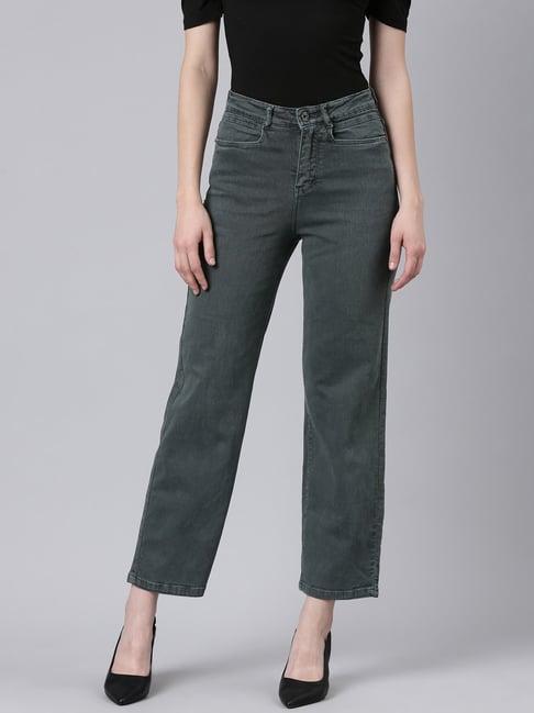 showoff olive denim mid rise jeans