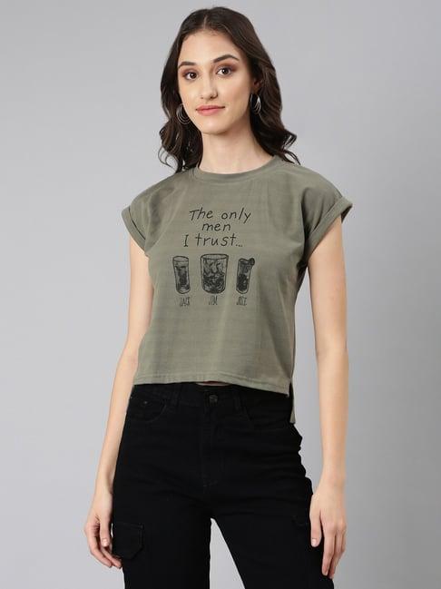 showoff olive graphic print t-shirt