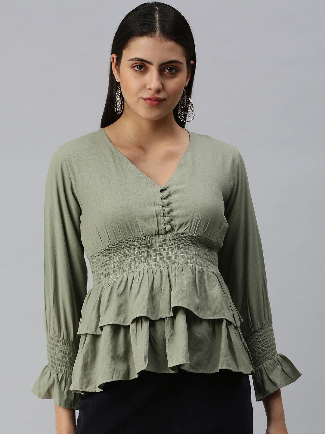 showoff olive green empire top
