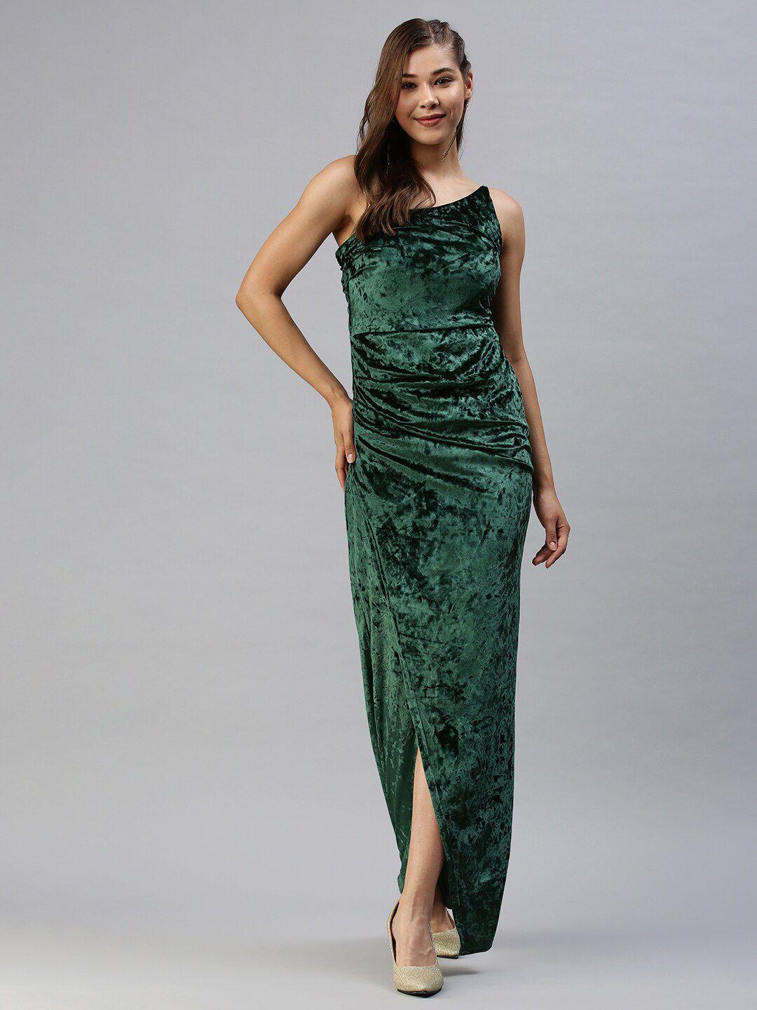 showoff one shoulder velvet sheath maxi dress