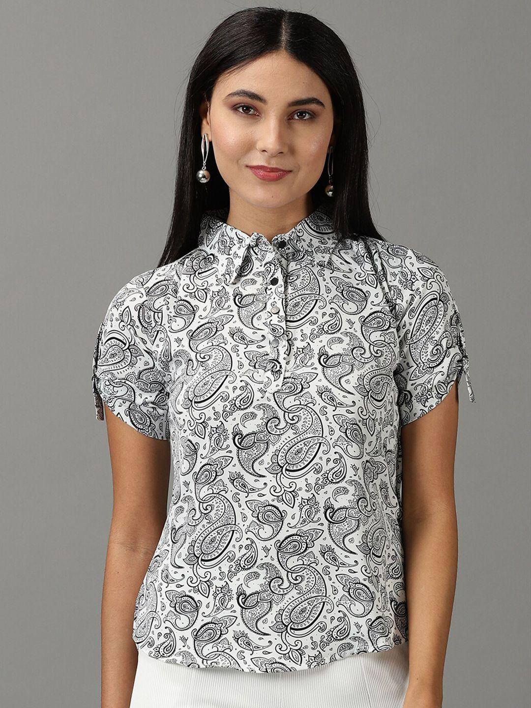 showoff paisley printed shirt collar top