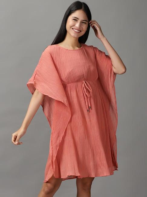 showoff peach a-line dress kaftan