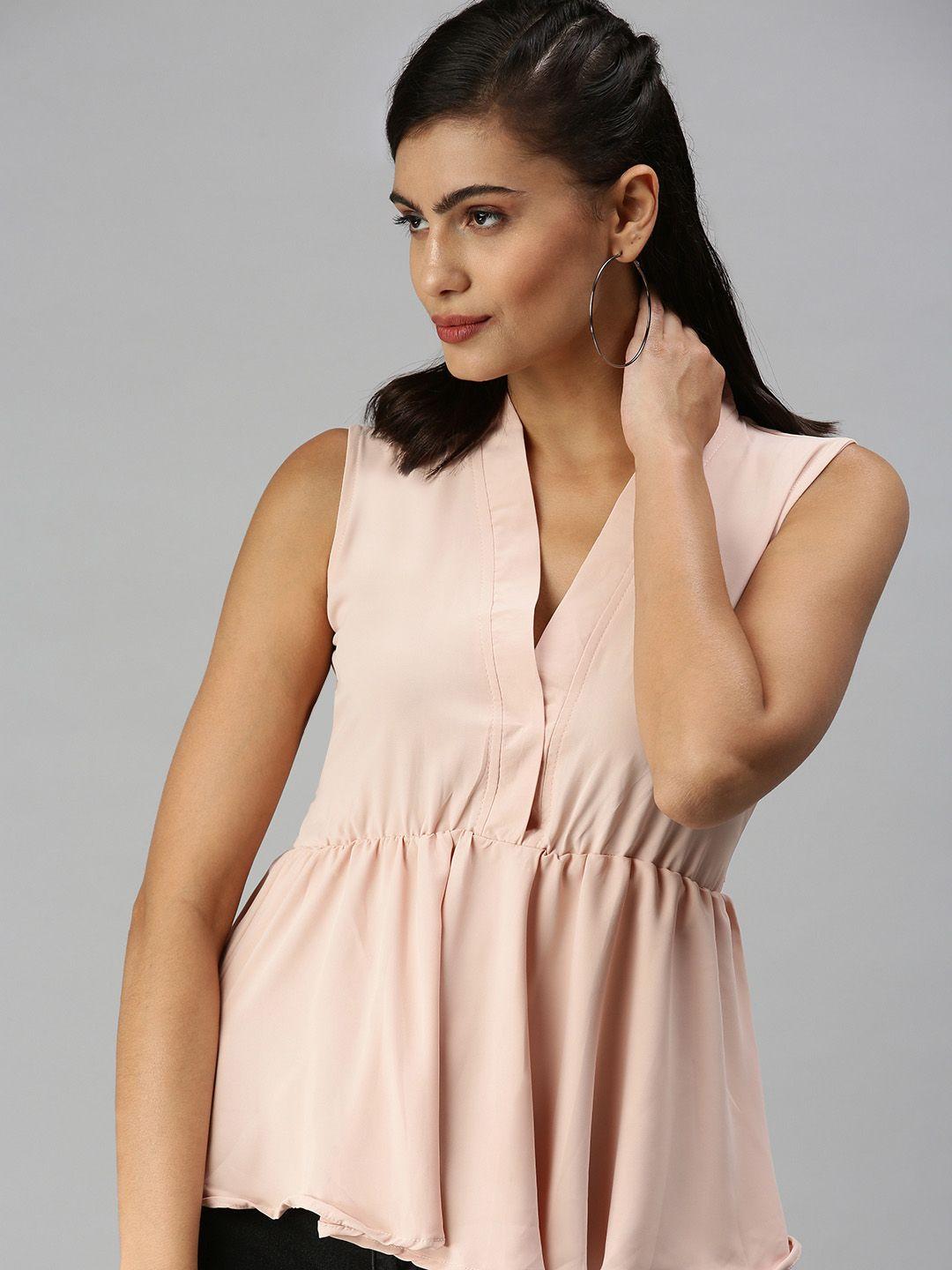 showoff peach-coloured crepe top
