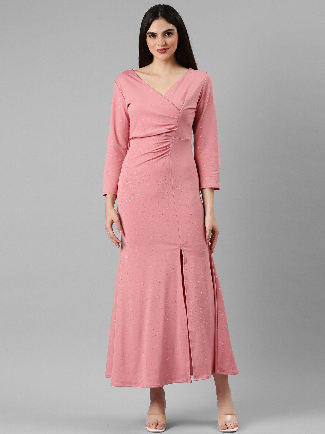 showoff peach-coloured sheath dress