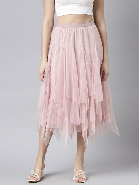 showoff peach midi skirt