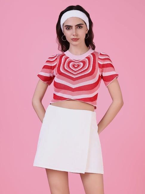 showoff peach printed crop top