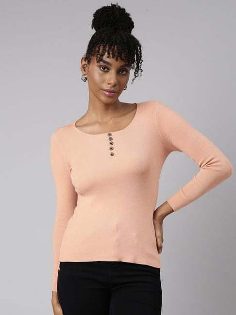 showoff peach regular fit top