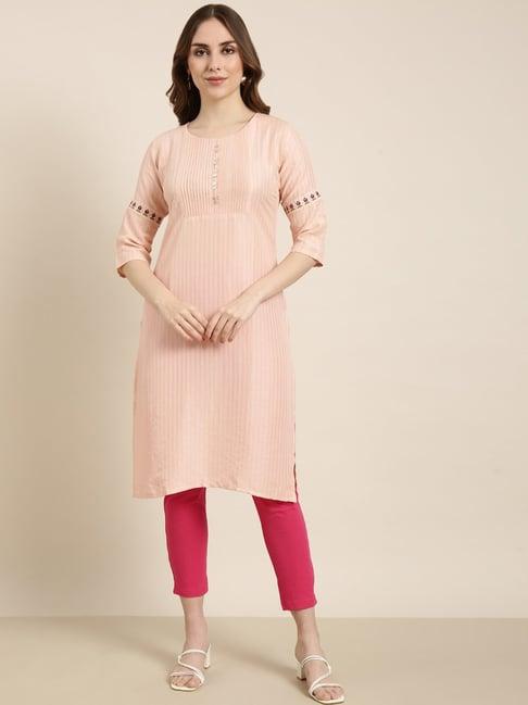 showoff peach striped kurta