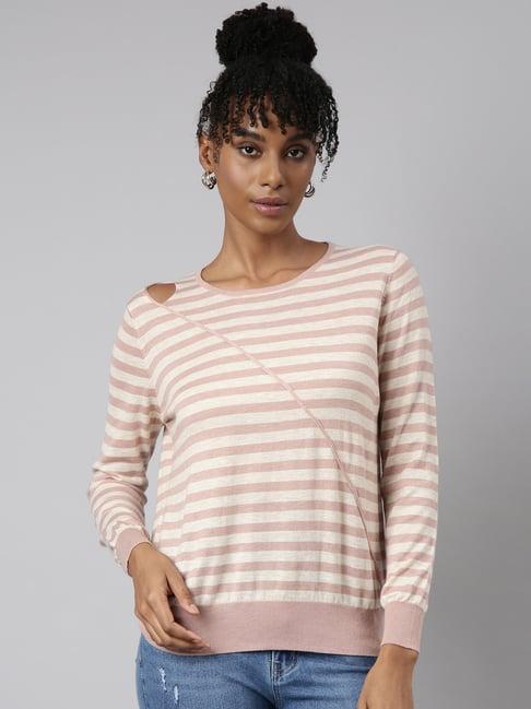 showoff peach striped top