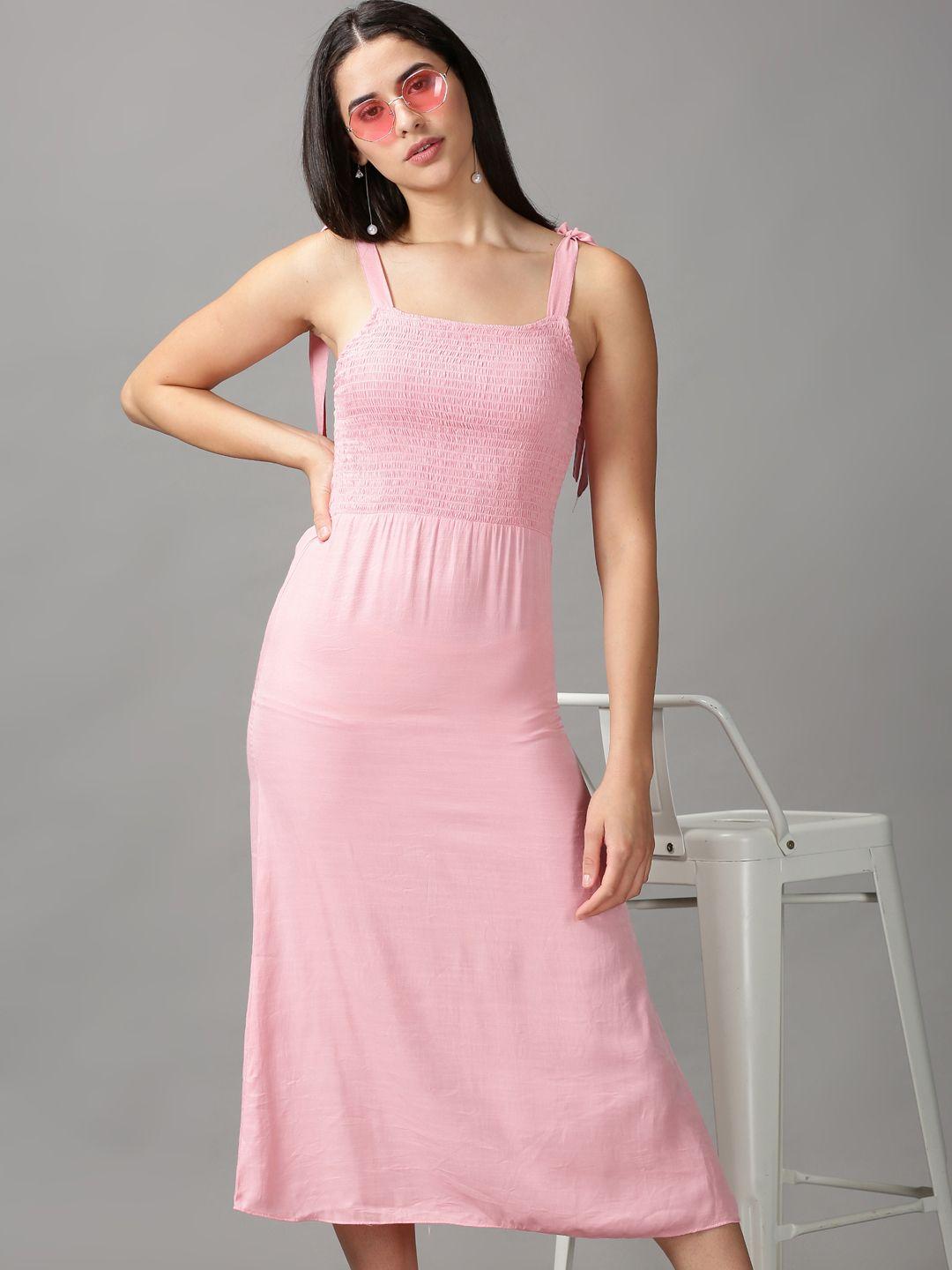 showoff pink a-line midi dress