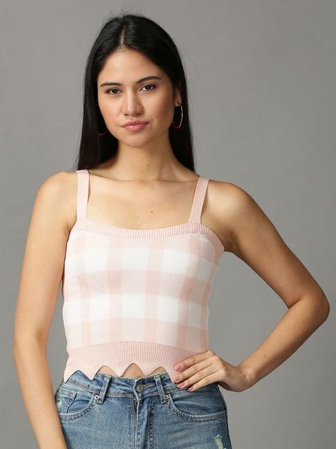 showoff pink chequered top