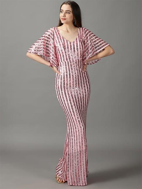 showoff pink embellished maxi dress