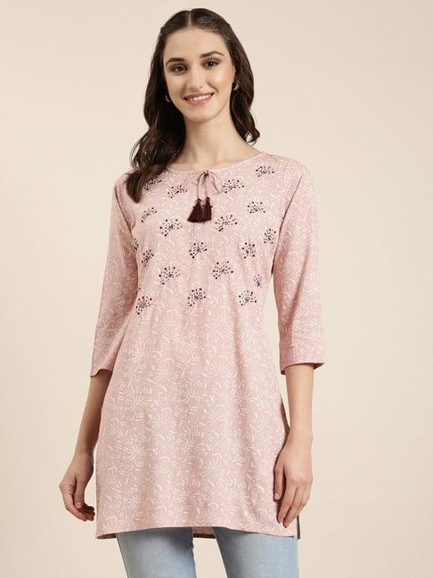 showoff pink floral print kurti