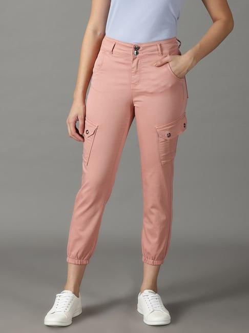 showoff pink slim fit high rise jogger jeans