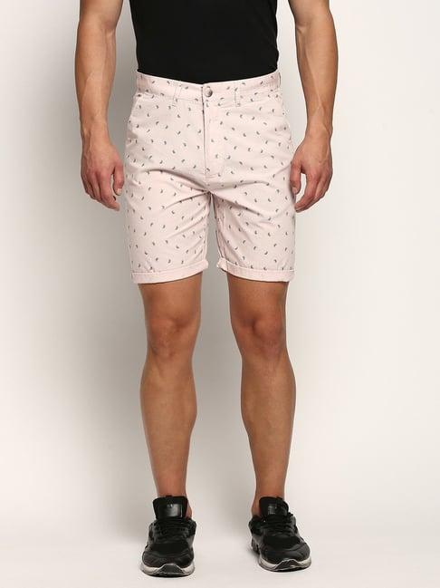 showoff pink slim fit printed shorts