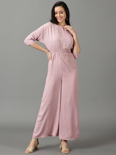 showoff pink striped jumpsuit