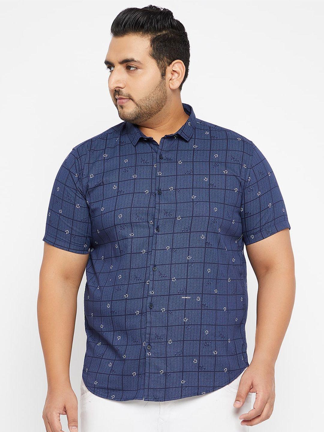 showoff plus  men blue printed casual shirt