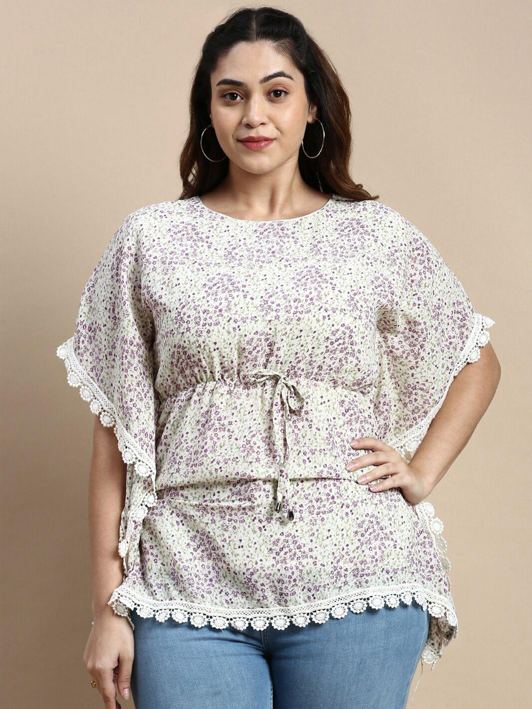 showoff plus floral printed flared sleeve kaftan top