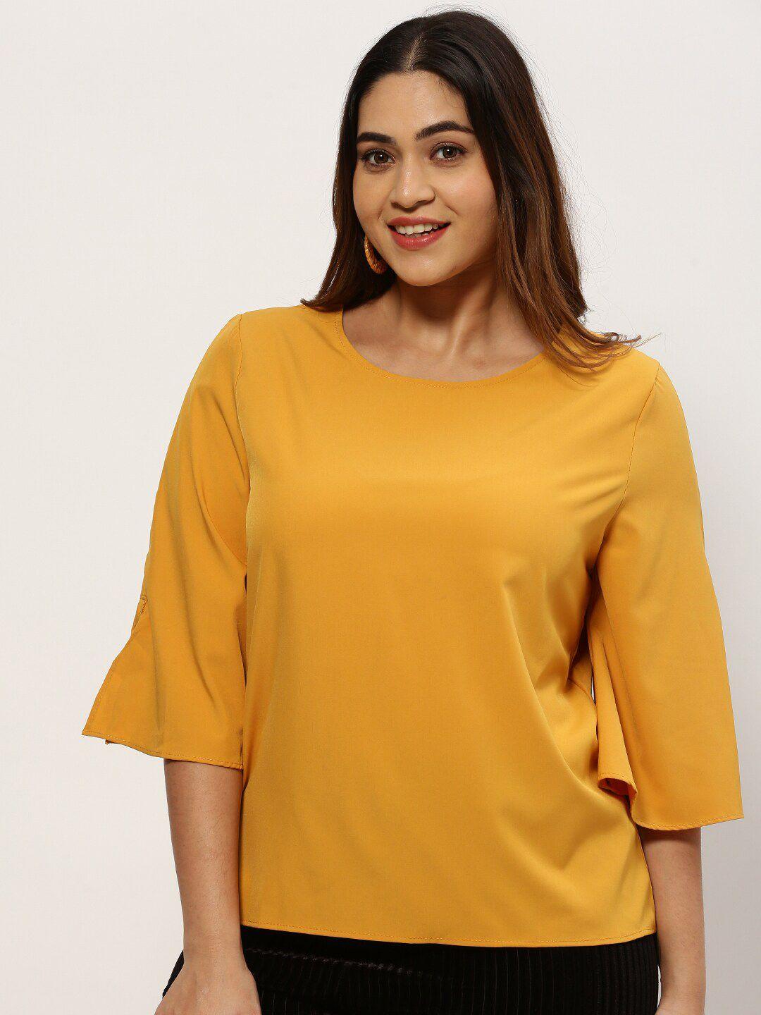 showoff plus round neck flared sleeve top