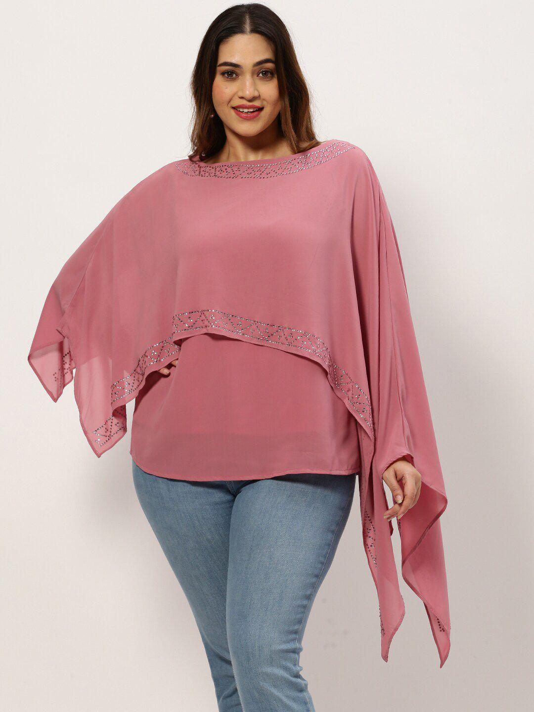 showoff plus woman plus size embellished layered crepe top