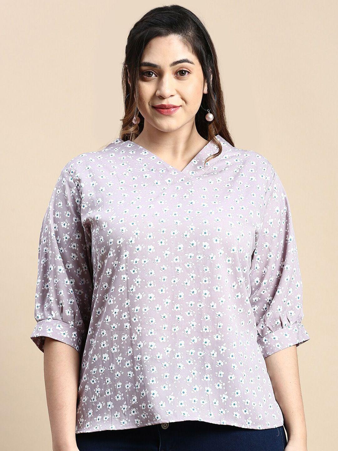 showoff plus woman plus size floral print v-neck top