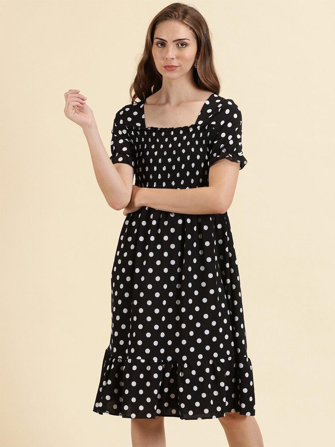 showoff polka dot print crepe empire midi dress