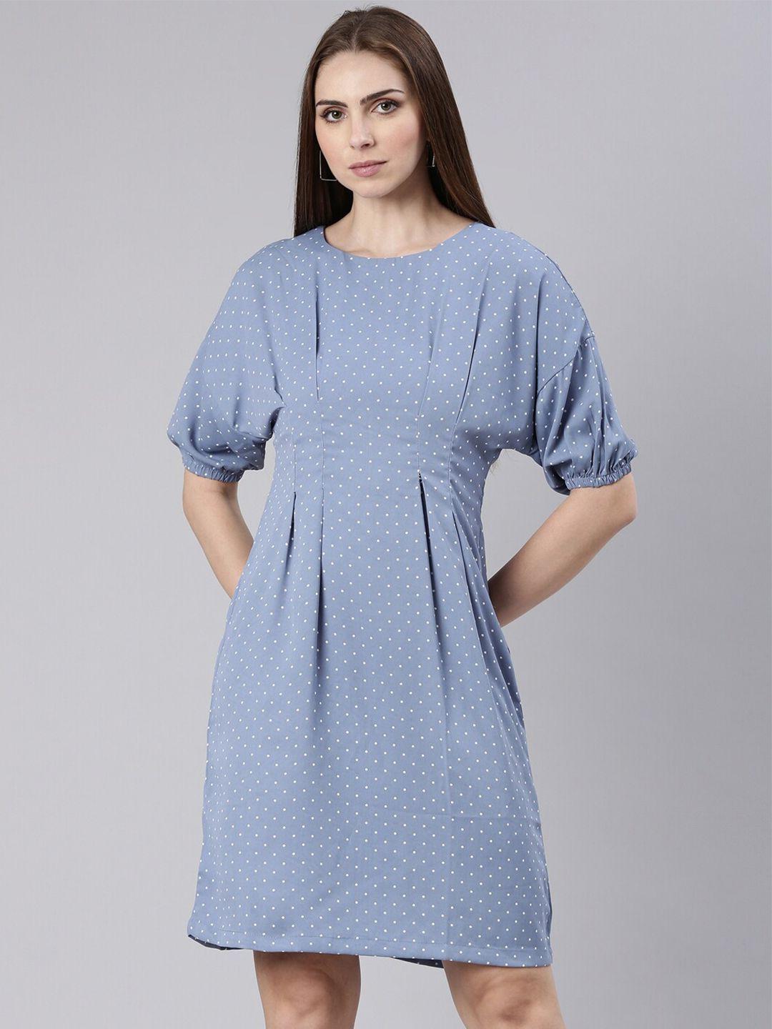 showoff polka dot printed cotton a-line dress