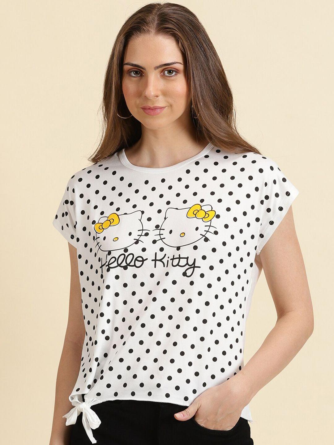 showoff polka dot printed extended sleeves top