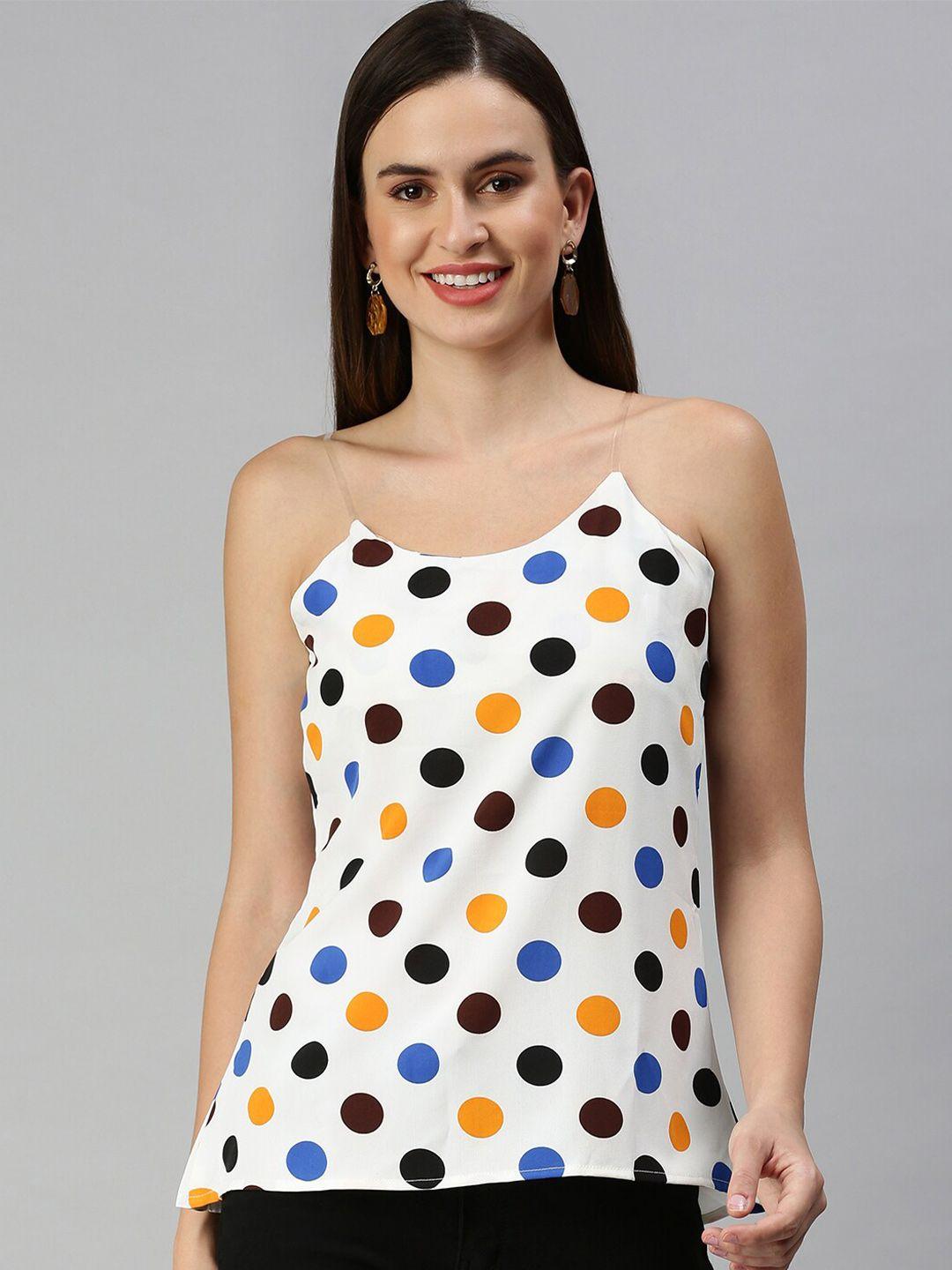 showoff polka dot printed shoulder straps regular top