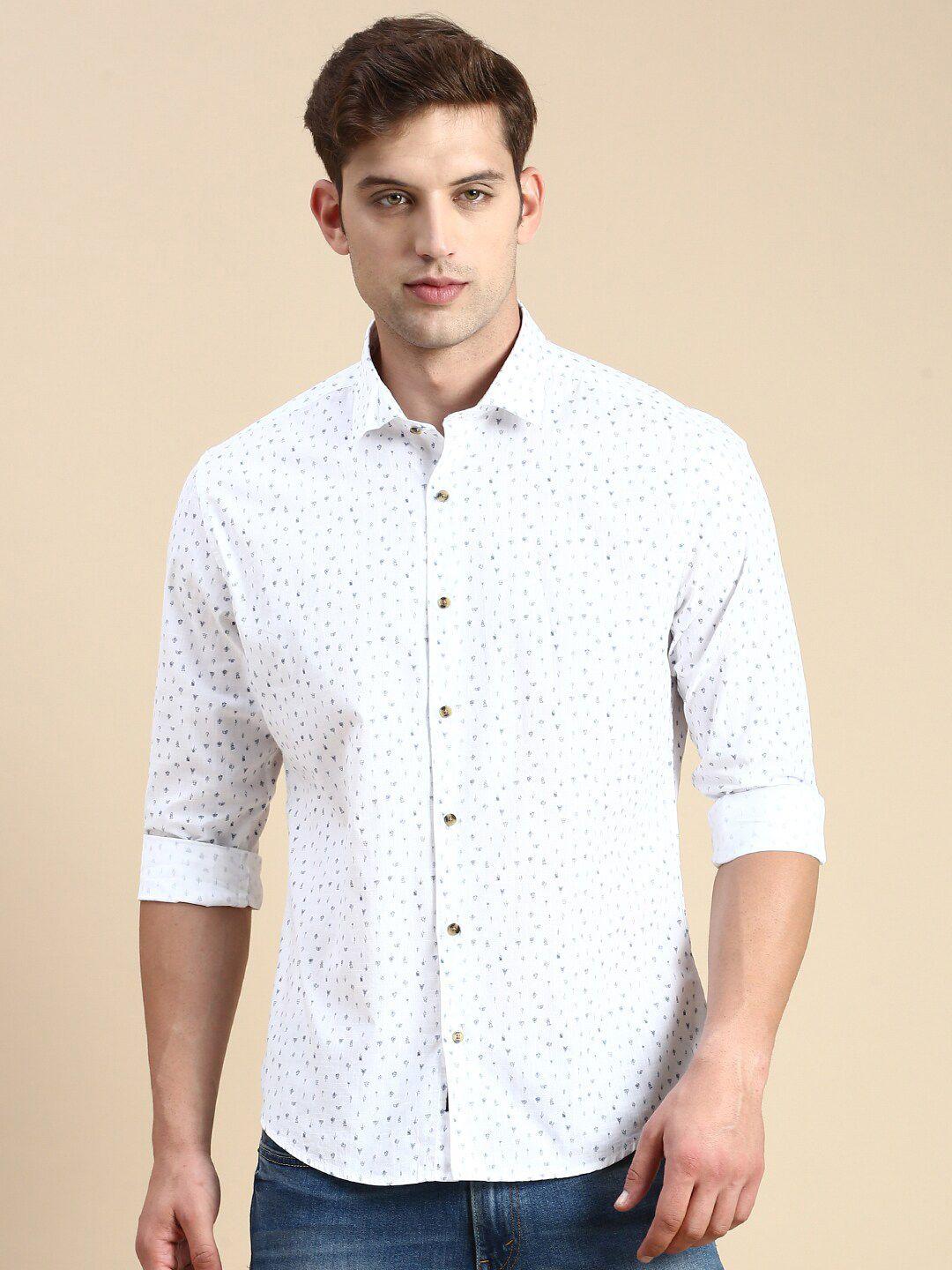 showoff premium slim fit opaque micro ditsy printed cotton casual shirt