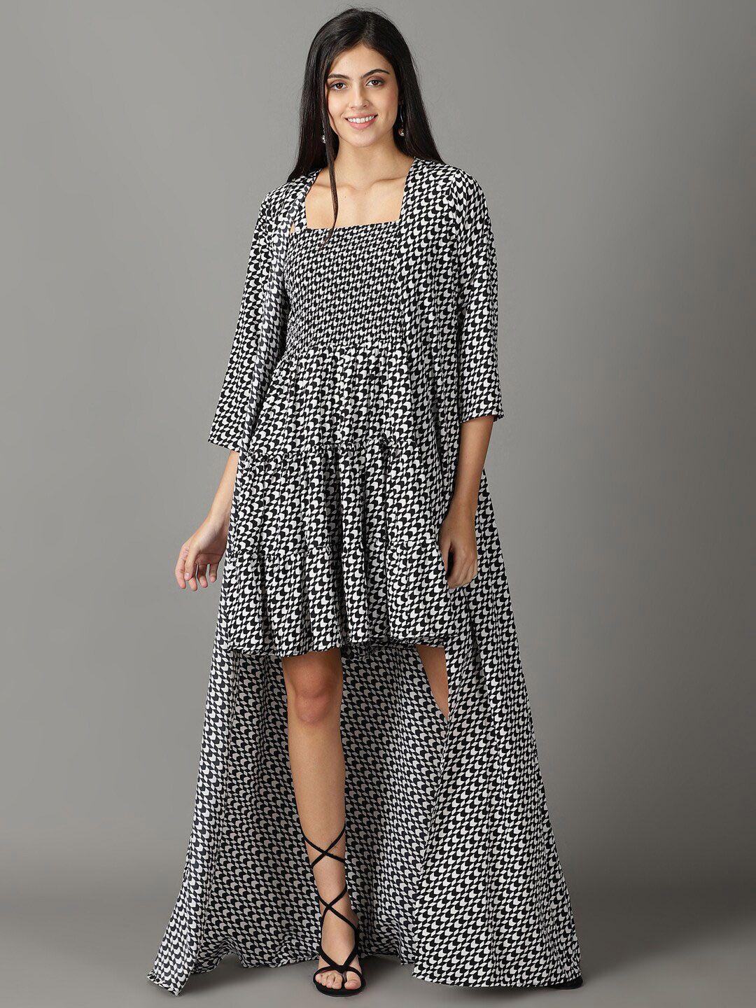showoff printed  square neck a-line dress