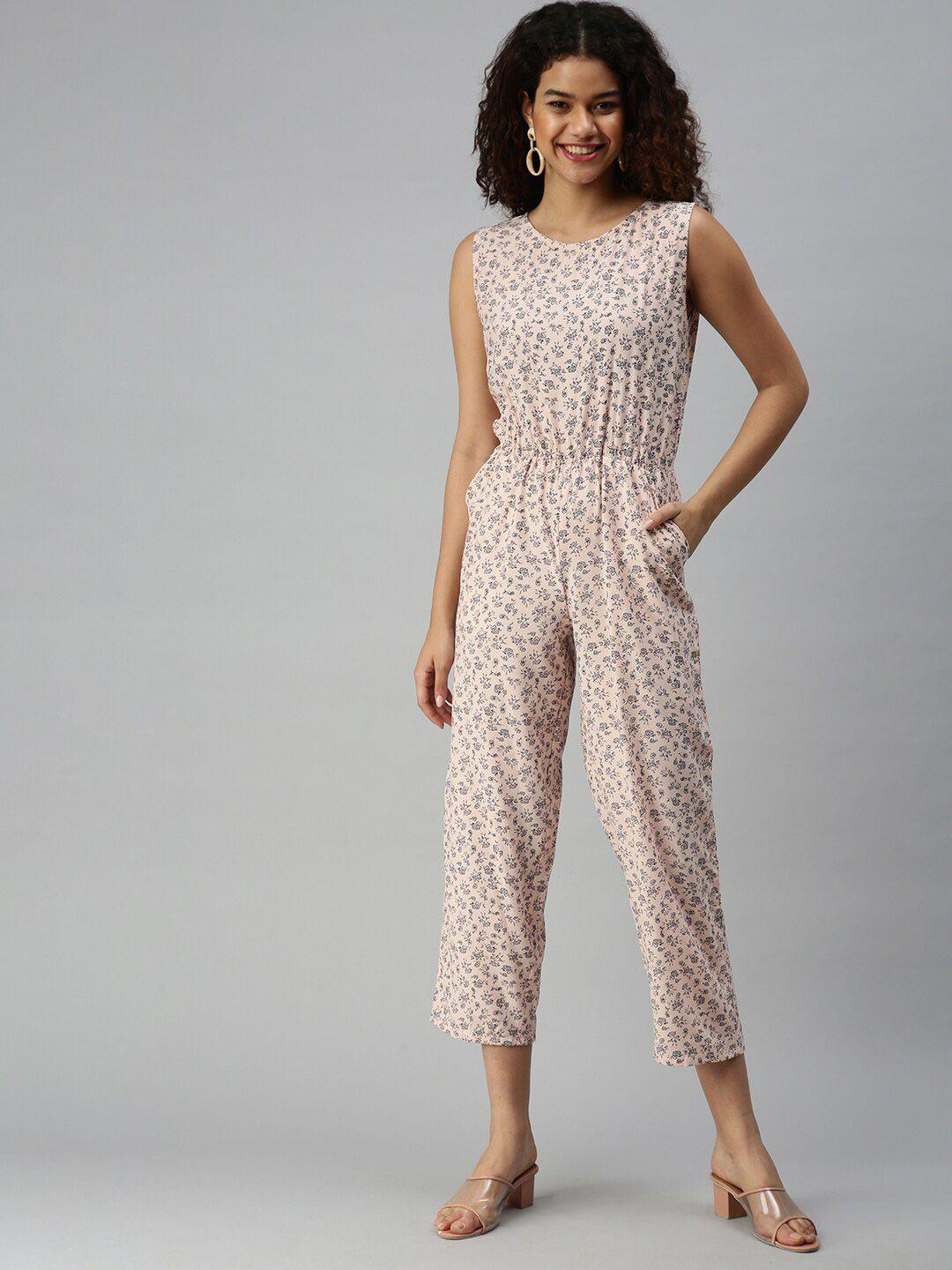 showoff printed sleeveless basic jumpsuit