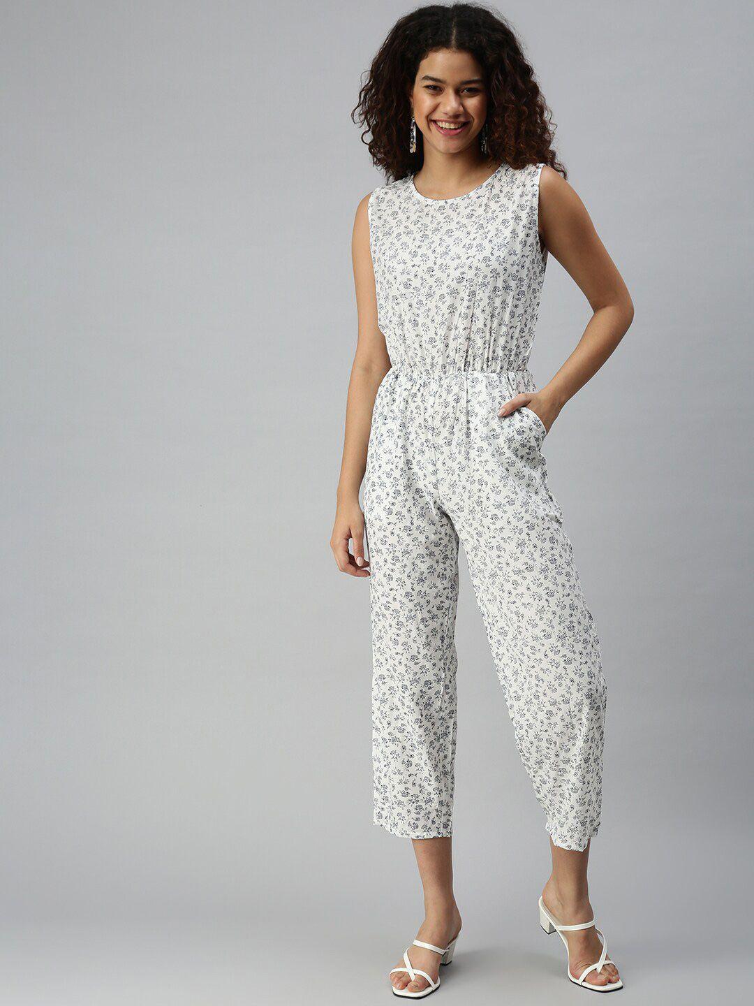 showoff printed sleeveless basic jumpsuit