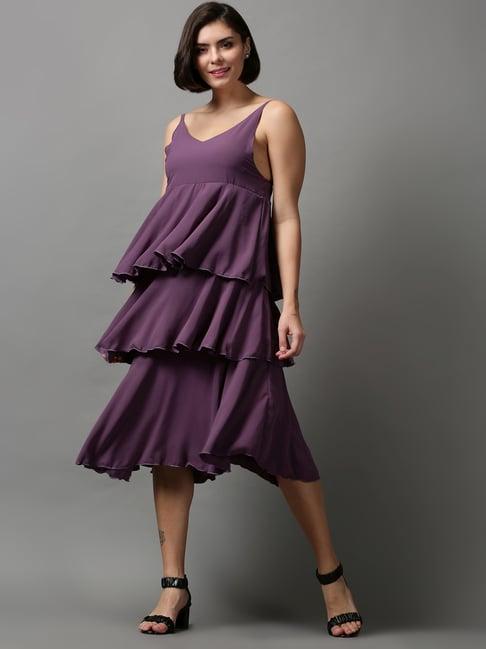 showoff purple a-line dress