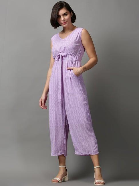 showoff purple printed a-line jumpsuit