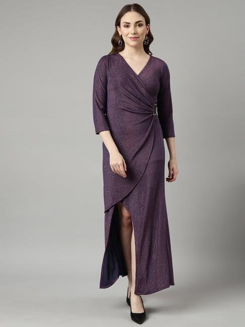 showoff purple textured maxi dress