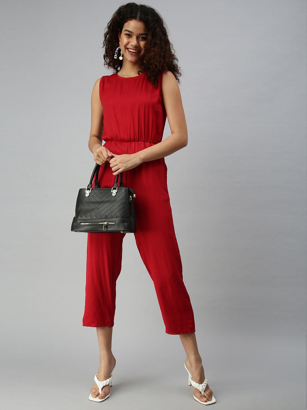 showoff red basic jumpsuit