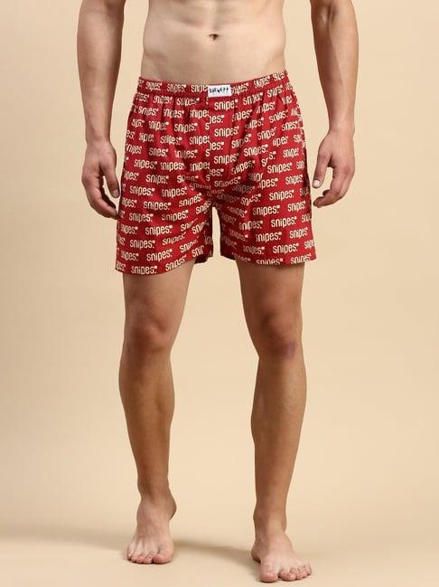 showoff red cotton slim fit printed boxers