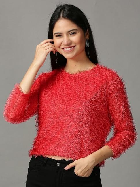 showoff red regular fit top