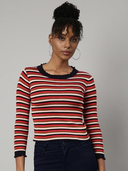 showoff red striped top