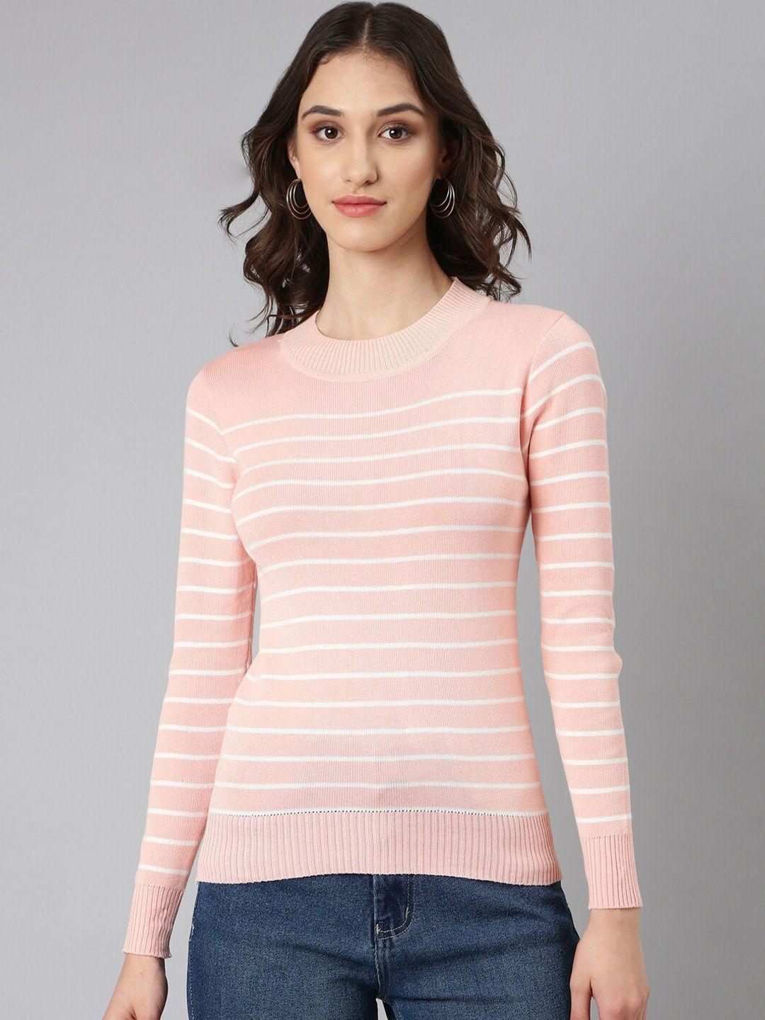 showoff regular fit striped round neck long sleeve acrylic t-shirts
