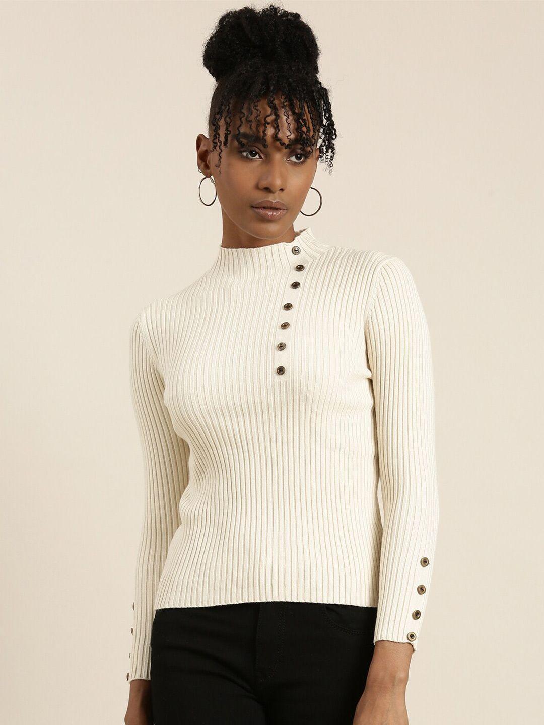 showoff ribbed high neck top