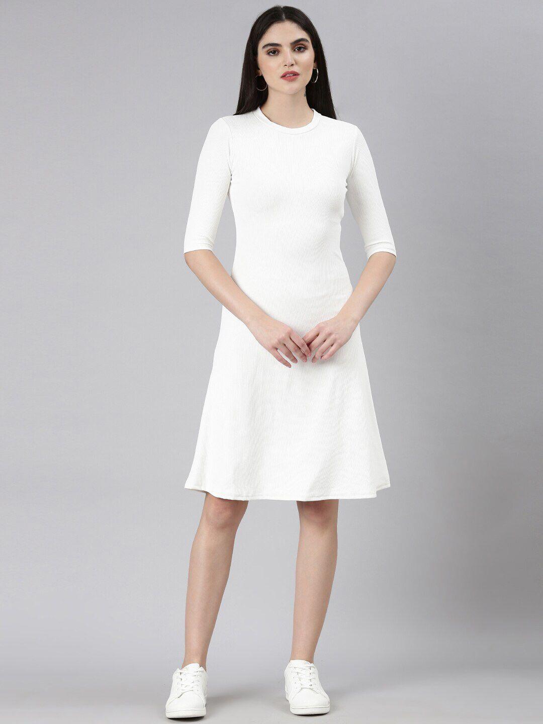 showoff round neck a-line dress