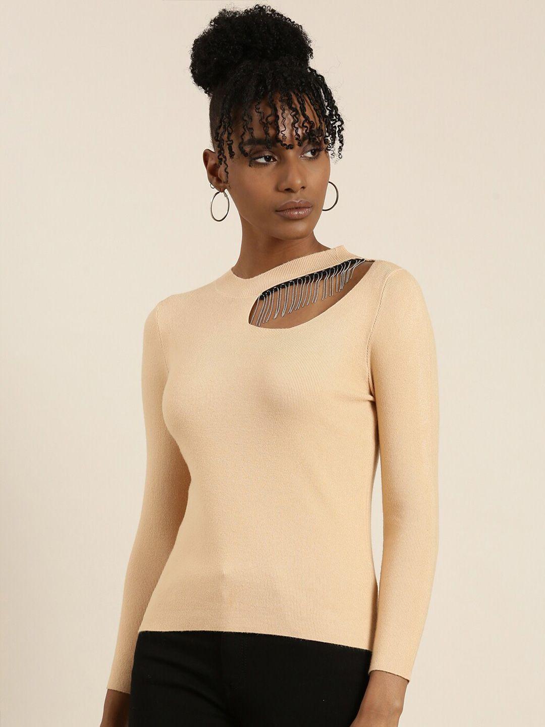 showoff round neck cut outs  top