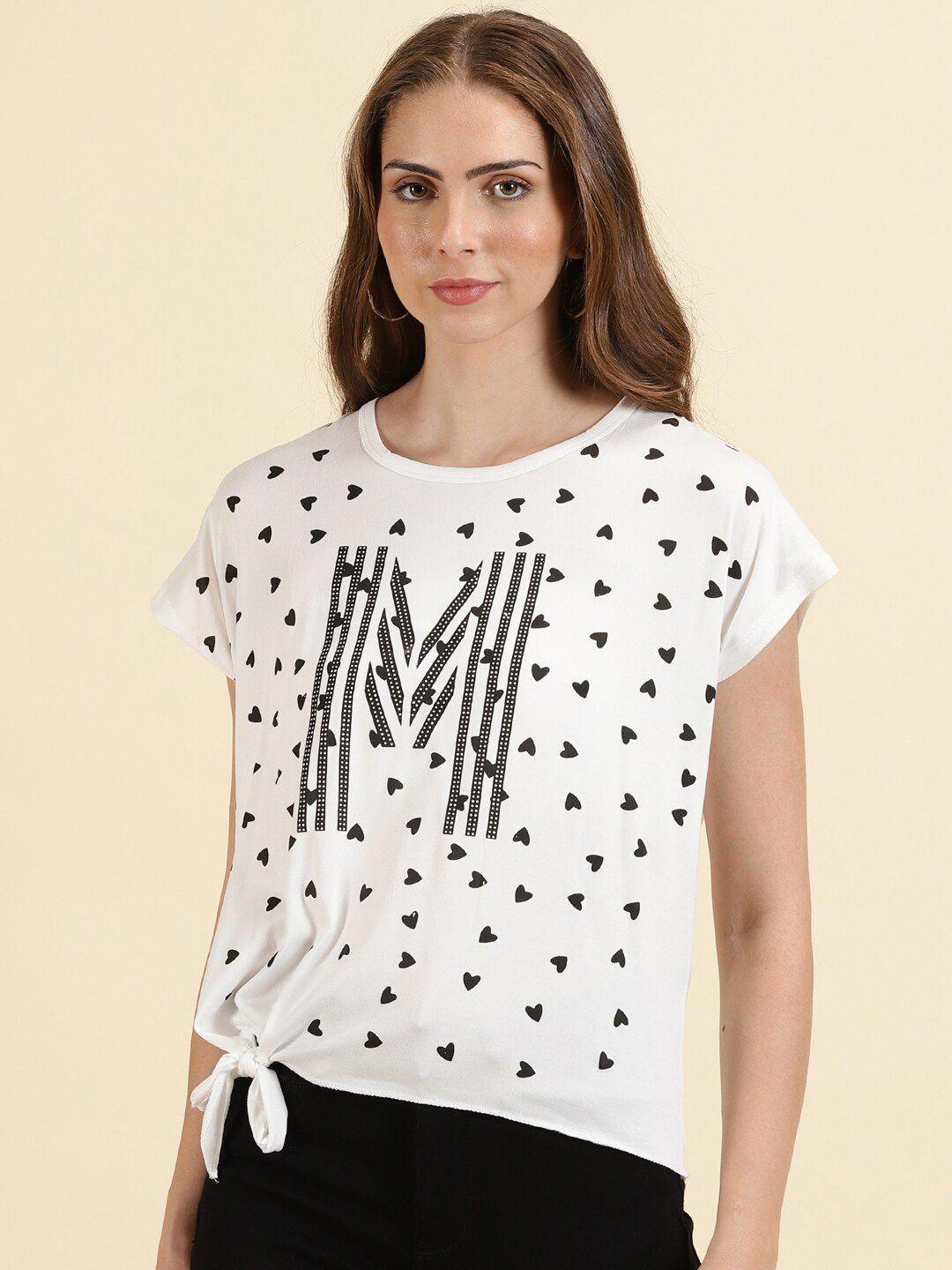 showoff round neck geometric print top