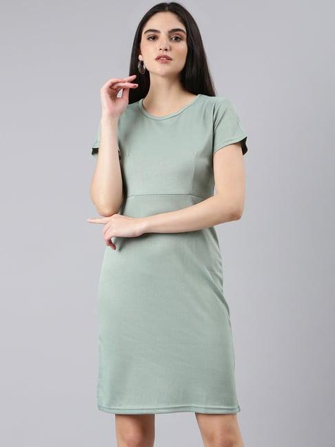 showoff sage green regular fit a line dress