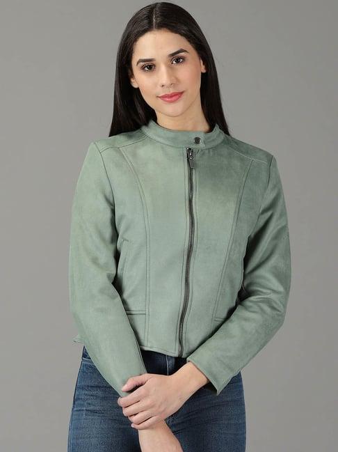 showoff sea green casual jacket