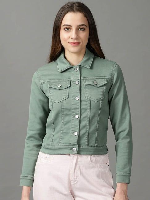 showoff sea green denim jacket