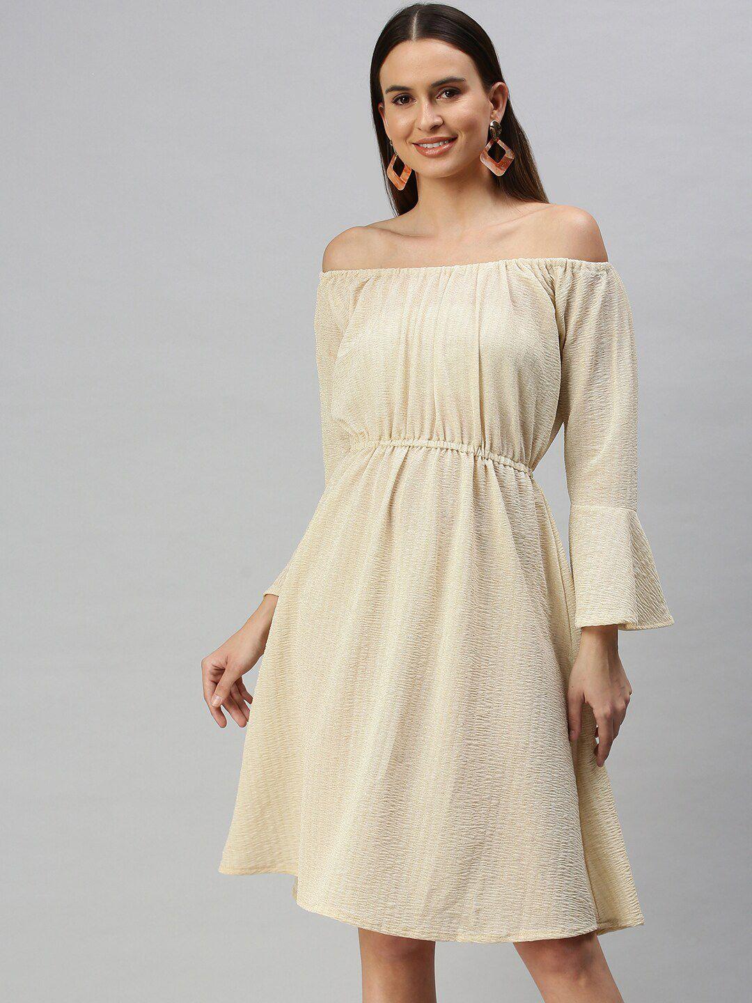 showoff self design off-shoulder fit & flare dress