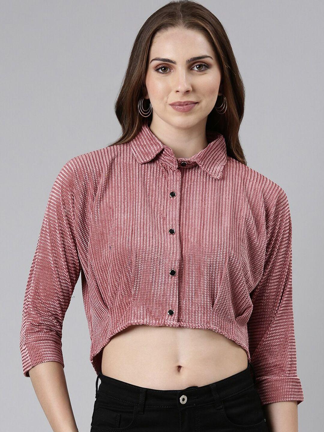 showoff self design shirt style crop top